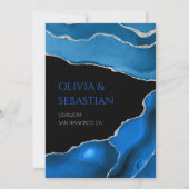 大理石アゲテ王室のブルーフォト結婚ズ セーブザデート (裏面)