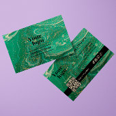 大理石アゲートグリーン金ゴールドグリッターInstagram Qrコード 名刺