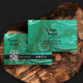 大理石アゲートグリーン金ゴールドグリッターInstagram Qrコード 名刺