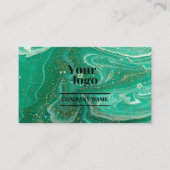 大理石アゲートグリーン金ゴールドグリッターInstagram Qrコード 名刺 (正面)