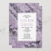 大理石アメジストパープル結婚ブライダルシャワー 招待状 (正面/裏面)
