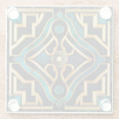 大理石アールデコグリークグリーン金ゴールドマンダララグジュアリー ガラスコースター (裏面)