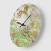 大理石イエローグレー金ゴールドメタリックローマ数字 ラージ壁時計 (傾斜)