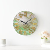 大理石イエローグレー金ゴールドメタリックローマ数字 ラージ壁時計 (ホーム)