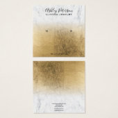 大理石イエロー金ゴールドフォイルスタッドイヤリング表示 (正面&裏面)