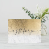 大理石イエロー金ゴールドホイルグラデーションギフト券 (スタンド正面)