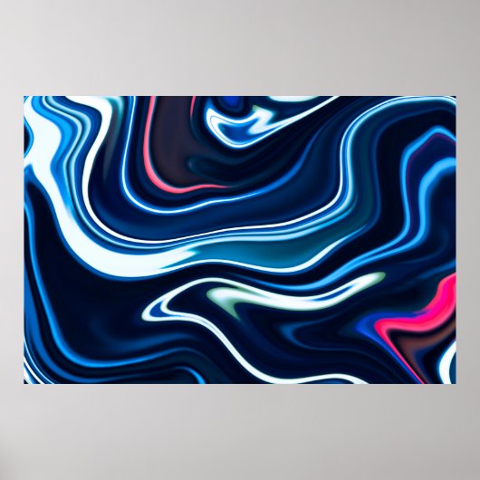 大理石インクカラフル。青い大理石パターンテクスチャa ポスター (正面)