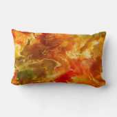 大理石インク赤、オレンジ、金ゴールド、緑のプリント枕 ランバークッション (裏面)