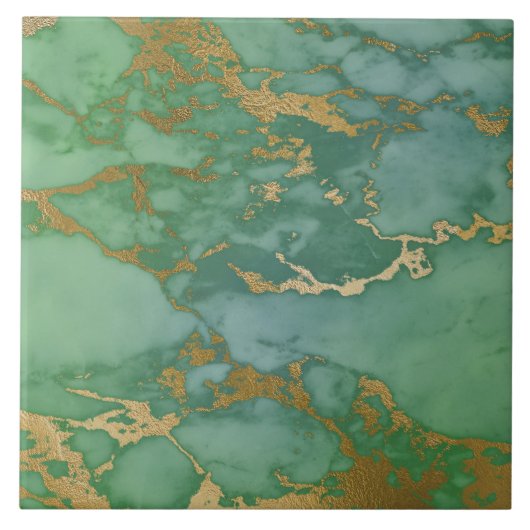 大理石インスパイア緑金ゴールドタイル タイル (正面)