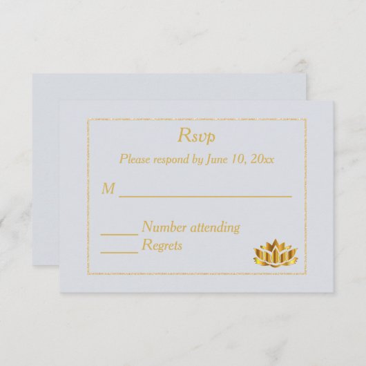大理石インドヒンズー教結婚式招待状 出欠カード (正面/裏面)