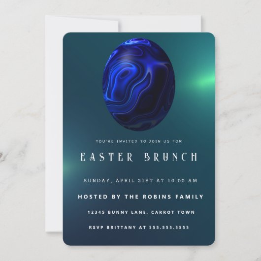 大理石イースターカワイエッグス招待状 招待状 (正面)