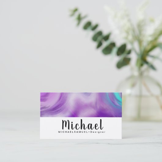 大理石ウェーブインテリアヘアサロンデザイナー 名刺 (スタンド正面)