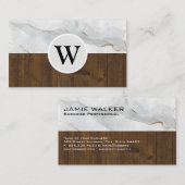 大理石ウッド |モノグラム 名刺 (正面/裏面)