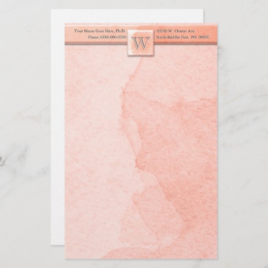 大理石エッチングモノグラム(ピンク) 便箋 (正面/裏面)