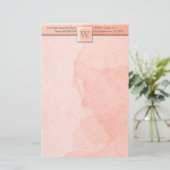 大理石エッチングモノグラム(ピンク) 便箋 (スタンド正面)