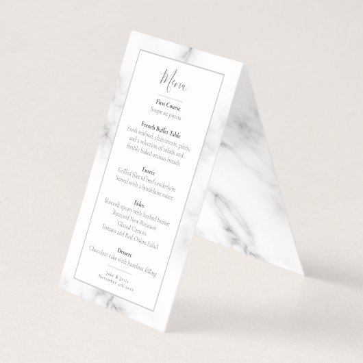 大理石エフェクト花びら結婚式のレセプションメニュー (裏面)