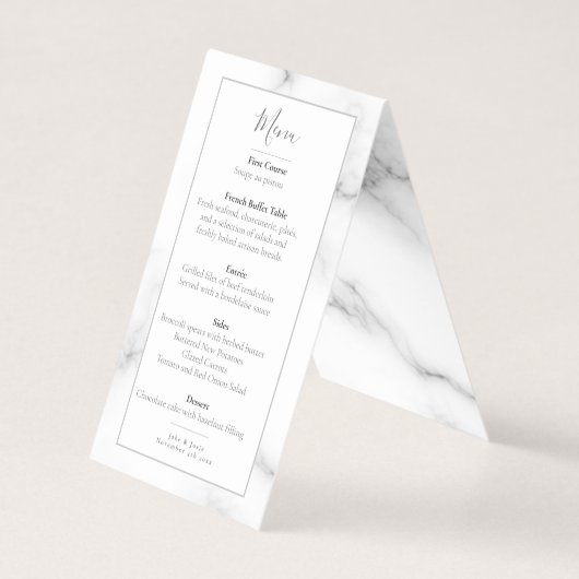 大理石エフェクト花びら結婚式のレセプションメニュー (正面)