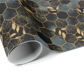 大理石エレガントおよび金ゴールド:抽象芸術六角テクスチャ ラッピングペーパー (ロールコーナー)