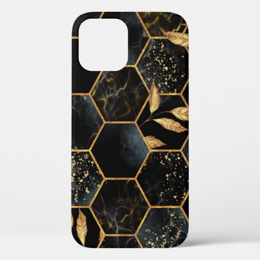 大理石エレガントおよび金ゴールド:抽象芸術六角テクスチャ Case-Mate iPhoneケース (裏面)