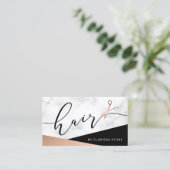 大理石エレガントとバラ金ゴールドのヘアスタイリスト 名刺 (スタンド正面)