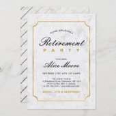 大理石エレガントと金ゴールド |サプライズ退職パーティー 招待状 (正面/裏面)