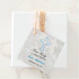 大理石エレガントと青い十字第1聖餐式 フェイバータグ