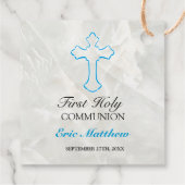 大理石エレガントと青い十字第1聖餐式 フェイバータグ (裏面)