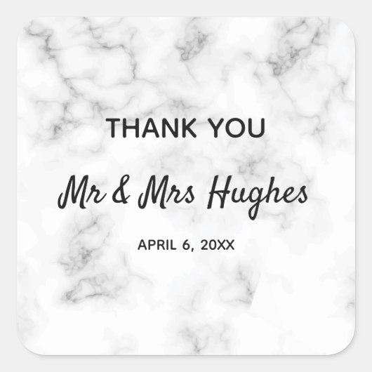大理石エレガントなウェディング感謝していユー スクエアシール (正面)