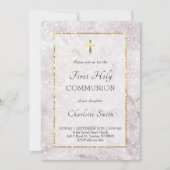 大理石エレガントな初めての聖体拝領招待状 招待状 (正面)