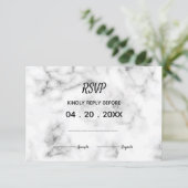 大理石エレガントな結婚式デザインRSVP 出欠カード (スタンド正面)