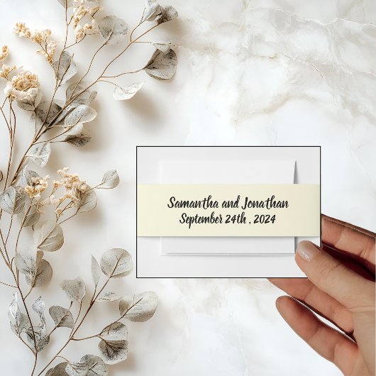 大理石エレガントに白と紫の花 招待状ベリーバンド