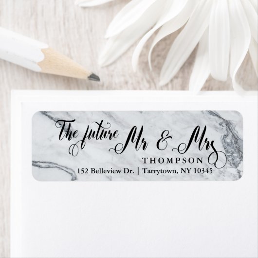 大理石エレガントの台本の未来のミスターとミセス ラベル (インサイチュ)