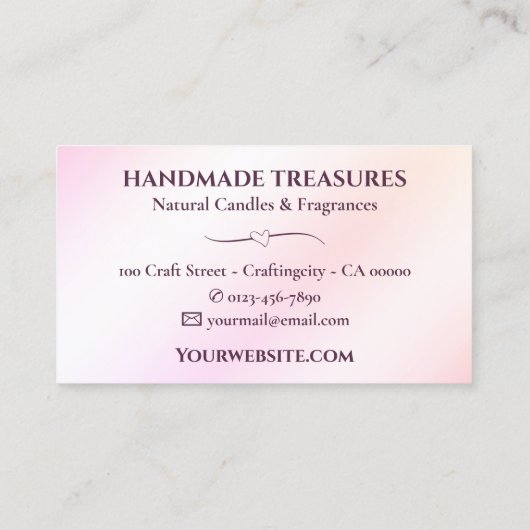 大理石エレガントウォーターカラーフローラパステルモダンホテル 名刺 (裏面)