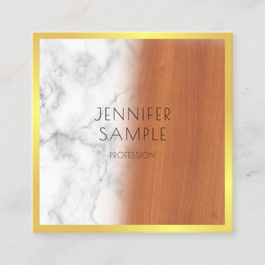 大理石エレガントウッドブラック金ゴールドプロフェッショナルプレーン スクエア名刺 (正面)