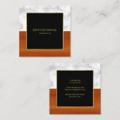 大理石エレガントウッドブラック金ゴールドラグジュアリープレーン スクエア名刺 (正面/裏面)