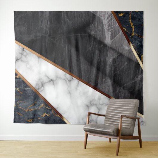 大理石エレガントコラージパターン タペストリー (インサイチュ(横))