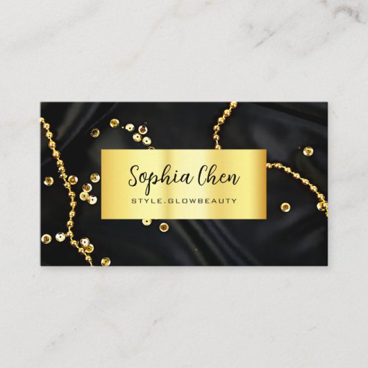 大理石エレガントサロンカードと金ゴールドグリッター 名刺 (正面)