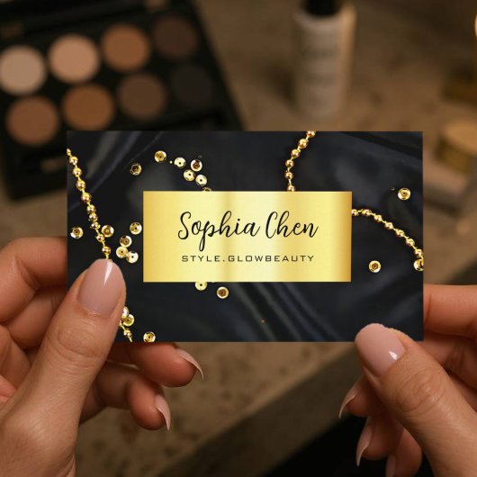 大理石エレガントサロンカードと金ゴールドグリッター 名刺