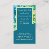 大理石エレガントジョブシーカークラシーティール（緑がかった色）グリーンイエロー 名刺 (裏面)