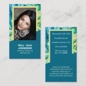 大理石エレガントジョブシーカークラシーティール（緑がかった色）グリーンイエロー 名刺 (正面/裏面)