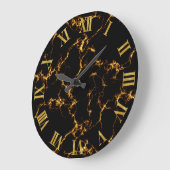 大理石エレガントスタイル3 – 黒金ゴールド ラージ壁時計 (傾斜)
