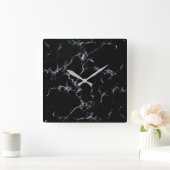 大理石エレガントスタイル4 -白黒 スクエア壁時計 (ホーム)