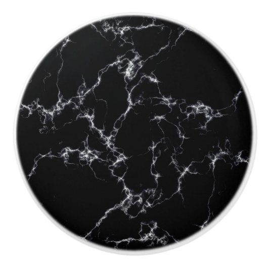 大理石エレガントスタイル4 -白黒 セラミックノブ (正面)