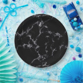 大理石エレガントスタイル4 -白黒 ペーパープレート (パーティー)