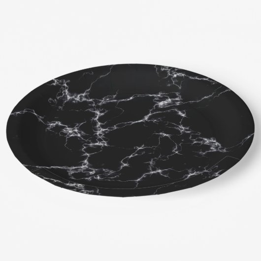 大理石エレガントスタイル4 -白黒 ペーパープレート (アングル)