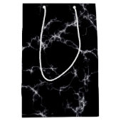 大理石エレガントスタイル4 -白黒 ミディアムペーパーバッグ (正面)