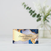 大理石エレガントタイポグラフィティール(緑がかった色)アゲート名刺 名刺 (スタンド正面)