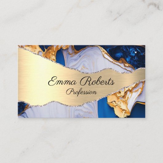 大理石エレガントタイポグラフィティール(緑がかった色)アゲート名刺 名刺 (正面)