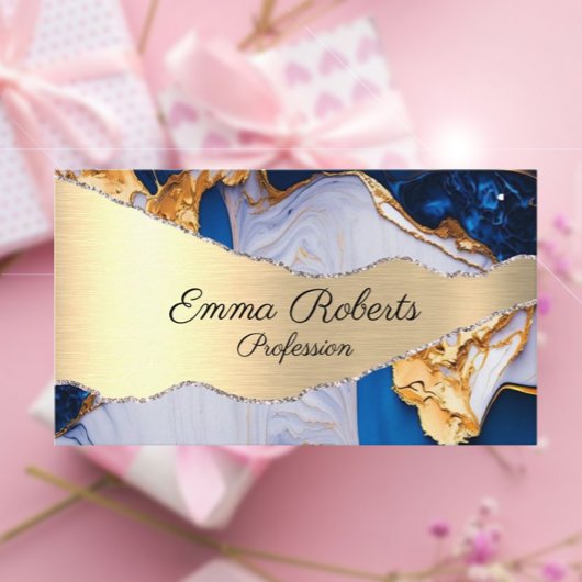 大理石エレガントタイポグラフィティール(緑がかった色)アゲート名刺 名刺