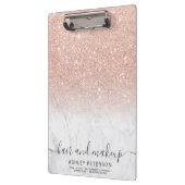 大理石エレガントタイポグラフィバラ金ゴールドグラデーショングリッター クリップボード (左)